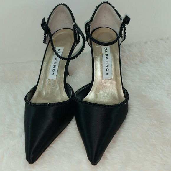 Caparros Black Sequin Trimmed Ankle Strap Size 6B - Picture 7 of 7